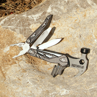 Couteau à lame pliante multifonction en acier inoxydable avec marteau de camping, pince et ouvre-bouteille, portable