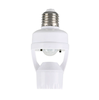 Portalámparas con Sensor de Movimiento E27, AC110-220V, 60W, 360 Grados, Sensor Infrarrojo IR para Detección de Cuerpo Humano, Base con Interruptor para Bombilla LED