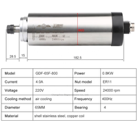 Kit de moteur de broche refroidi par air CS 800W GDZ65F 220V ER11 avec variateur de fréquence 5KW, pince de 65mm, 24000 tr/min, 400Hz pour routeur CNC et machine de fraisage