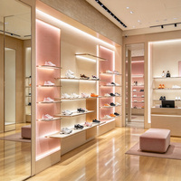 Présentoir à chaussures décontractées, design moderne et personnalisé pour le commerce de détail, éclairage LED, mur d'affichage pour chaussures de course pour magasin de sport