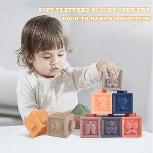 Montessori jouet bébé boule en silicone souple anneaux empilables cubes 3D blocs de construction empilables jouet pour bébé jouet d'éducation sensorielle - Product Image 4
