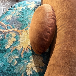 Sofá Curvo Vintage con Tapicería de Tapiz Abstracto, Sofá Curvo de Terciopelo Marrón de Estilo Moderno de Mediados de Siglo para Sala de Estar - Product Image 3