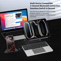 Keyboard dapat diisi ulang, dengan Touchpad Keyboard nirkabel lipat dengan dudukan sarung pelindung untuk iPad Tablet Smartphone