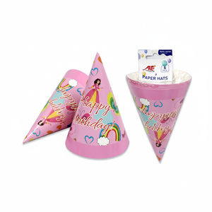 Juego de 6 uds. De sombrero de cono de papel de princesa con personaje a rayas para niños, ocasiones informales y navideñas hechas de poliéster, 120 uds/CS - Product Image 2