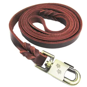 Corde de traction en cuir de vachette à l'huile pour chien Berger allemand Lévrier Chaîne pour chien Laisse en cuir pour animaux de compagnie Image solide 1pcs Availabile CN;CHO