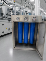 Système de filtration d'eau triple pour toute la maison, populaire en Nouvelle-Zélande, 20*4.5 BB, avec couvercle en acier inoxydable, clé et éléments filtrants