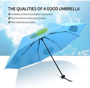 Logo ile sıcak satış promosyon ucuz hafif mini cep şemsiye seyahat yağmurlu 3 katlanır siyah şemsiye manuel açık ve yakın - Product Image 5