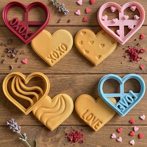 4 Cortadores de <span class=keywords><strong>Galletas</strong></span> de Corazón de Plástico con Sellos de Frases de Amor, Molde 3D para <span class=keywords><strong>Galletas</strong></span> de San Valentín para Hornear y Decorar Pasteles con Fondant - Product Image 4