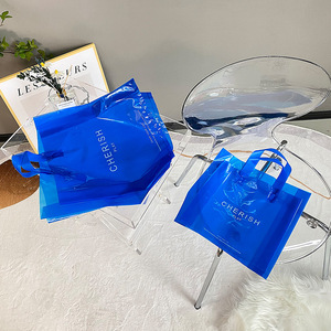 Bolsa de plástico transparente translúcida YC con asa, Impresión de logotipo personalizado, regalo de compras, zapatos, bolsa de compras para embalaje de <span class=keywords><strong>ropa</strong></span> - Product Image 3