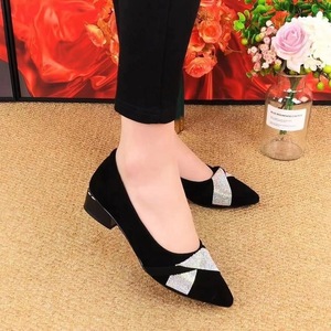 Elegantes Sandalias Negras de Tacón Bajo con Punta en Pico y Decoración de Pedrería, Zapatos de Mujer de Tacón Bajo Tipo Slip-On al por Mayor - Product Image 3