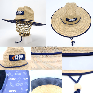 Chapeau de soleil en paille naturelle personnalisé avec logo pour hommes et femmes - Parfait pour la pêche, <span class=keywords><strong>le</strong></span> surf et la plage ; Chapeau de sauveteur d'été - Product Image 3