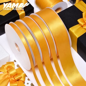 Untuk Yama stok pita 100% poliester Double Face pita Satin kuning emas ukuran 5MM 9MM 16MM 19MM 500Y 300Y 100Y/Roll untuk - Product Image 1