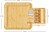 Plateau de charcuterie en bambou avec tiroir à accessoires, ensemble de couteaux, grande planche à fromage et viande pour fêtes et cadeaux