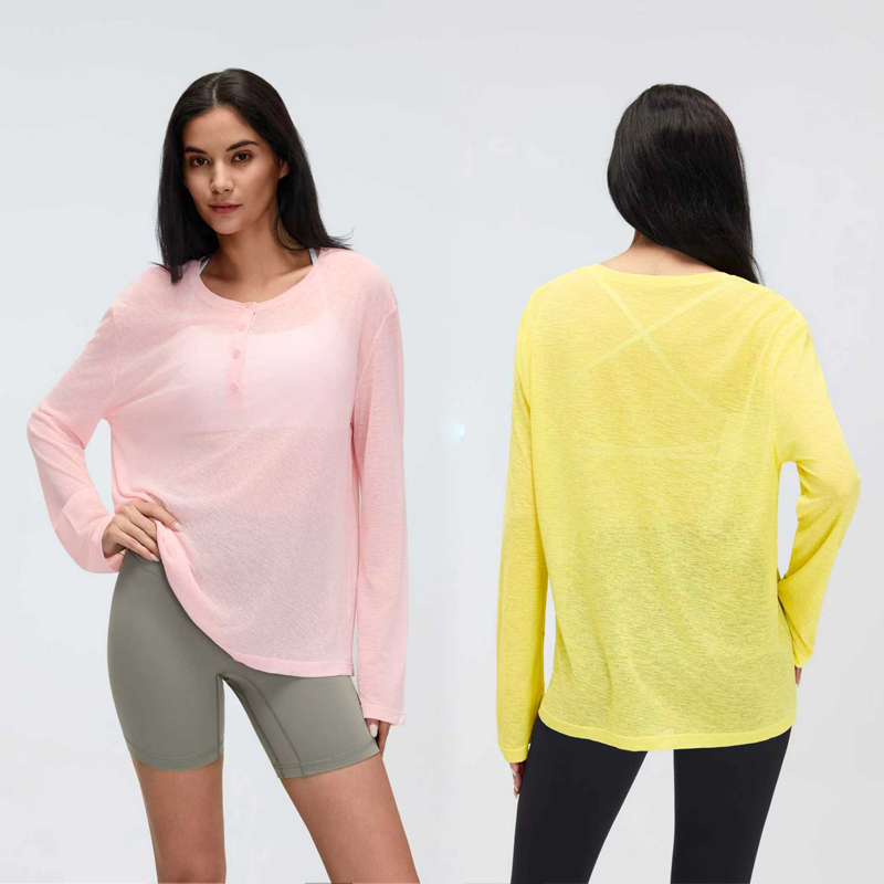 Women Long Sleeve Yoga Shirt Loose Breathable Workout Cover up Lightweight Fitness Top Casual Running Sports T Shirt for Gym