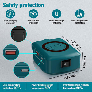 Adaptador de <span class=keywords><strong>Cargador</strong></span> de Batería para Batería <span class=keywords><strong>Makita</strong></span> de 18V, Adaptador de Carga Inalámbrica de 15W Máx. con Cargadores Tipo C y USB que Utilizan la Batería - Product Image 4