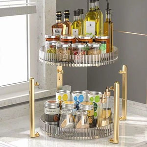 Étagère à condiments rotative à 360 degrés, organisateur de cuisine à 2 niveaux, Lazy Susan pour épices, huiles et ustensiles de cuisine - Product Image 1