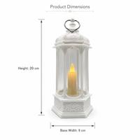 Lanterne LED hexagonale transparente rétro de 7,87 pouces, sans flamme, pour bougie, décoration de table suspendue pour mariage, éclairage intérieur - Vente en gros