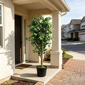 Árbol Artificial de Seda de Banyan de Plástico, Decoración Verde para Sala de Estar, Estantes, Bodas, Acción de Gracias y Navidad - Product Image 4
