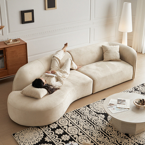 Sofa vải Bắc Âu hiện đại đơn giản phòng khách chống mèo trầy xước sofa nhung mờ sofa xốp hình vòng cung thẳng - Product Image 1