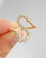 Bague en or jaune 14 carats avec diamant de laboratoire taille brillant rond serti clos, demi-alliance éternité, bijoux de mariage