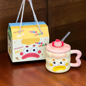 Cute Cartoon Ceramic Mug With Lid And Straw For Kids And Adults Birthday Gift Summer 2024 BSL 244 - Product Image 4