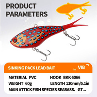 Leurre de pêche LureStorm 60g/13cm en PVC souple, leurres artificiels VIB pour thon en eau salée, leurres souples de traîne pour la pêche en mer avec hameçons