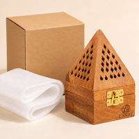 Boîte rectangulaire en bois ancien écologique avec brûleur à spirale sculpté pour la méditation, décoration professionnelle et cadeau