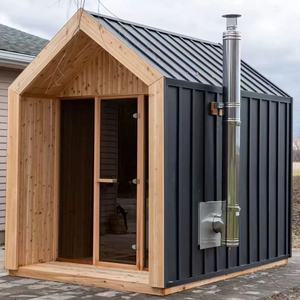 Sauna en bois de pruche avec poêle à pierres volcaniques 6000W pour usage familial extérieur - Product Image 1