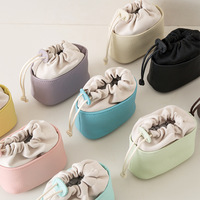 Porte-monnaie en cuir pleine fleur grande capacité, style cordon de serrage, sac de rangement simple et multifonctionnel, pochette portable à dragonne, petite taille