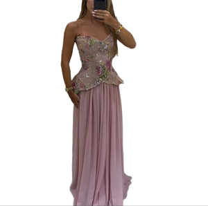 S1645Y 2026 Nuovo Stile Abito Lungo Sexy Senza Spalline con Ricami Elaborati per Donne, Vita Alta e Effetto Snellente per Serate ed Eventi - Product Image 1