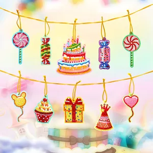 10 Uds. De adornos, pasteles de azúcares, tarjetas de pintura de diamantes diy para fiesta de cumpleaños, pintura por número, decoración artesanal GS04