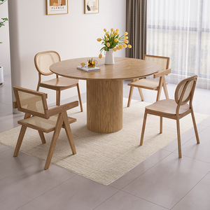 Nuevo Diseño de Juego de Mesa y Sillas de Comedor Redondas de Madera Maciza, Juego de Mesa para Restaurante - Product Image 2