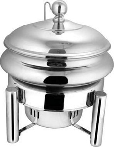 Recipiente Circular Plateado para Calentar Comida con Tapa para Exhibiciones de Buffet, Control de Temperatura, Calentamiento Manual - Product Image 1