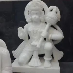Handmade White Marble Hanuman Statue And Best Finishing Classic Marble In Durable For Office And Temple Use Temple for Home