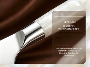 Ensemble de 9 couteaux de cuisine professionnels, manche en résine blanche nacrée, motif damas, acier inoxydable, pour restaurant et hôtel - Product Image 5