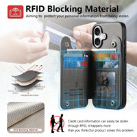 Étui portefeuille de luxe en cuir PU avec blocage RFID et support anneau pour iPhone 17 Pro Max