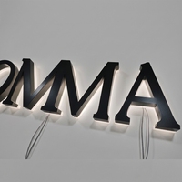 Enseigne LED rétroéclairée en métal brossé de qualité supérieure pour finition intérieure, conception personnalisée gratuite pour logo mural intérieur
