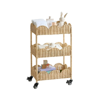 En gros, Étagère de rangement à 3 niveaux en osier et rotin, Paniers de rangement à 3 niveaux, Supports de rangement pour chambre d'enfant et décoration intérieure