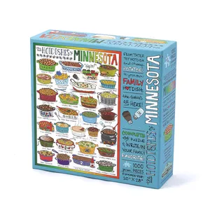 Ecológico diseño personalizado papel personalizado troquelado comida tema Minnesota 1000 piezas rompecabezas para adultos