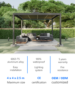 Pergola in alluminio <span class=keywords><strong>Gazebo</strong></span> con feritoie per tetto regolabili tettuccio impermeabile in fibra di vetro - Product Image 4