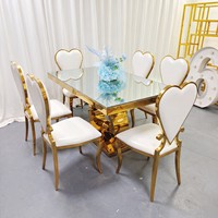 Table à manger en acier inoxydable doré, fabrication directe d'usine, mobilier de luxe pour mariage, banquet, réception d'hôtel, sur mesure