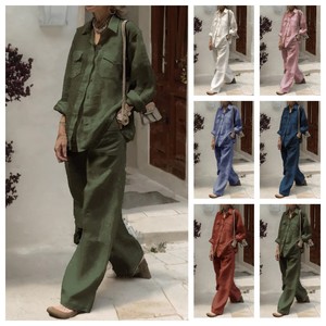 Nueva Colección de Otoño, Ropa de Mujer, Camisa de Manga Larga Holgada, <span class=keywords><strong>Pantalones</strong></span> de Dos Piezas - Product Image 2