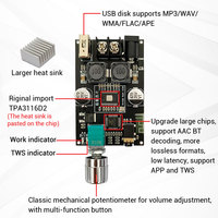 WUZHI AUDIO 1001B Module amplificateur haut-parleur mono 100W Sound Music TWS TPA3116D2