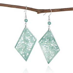 S925 <b>Silver</b> <b>Stud</b> <b>Earrings</b> with Natural A-Grade Jade Blue Ice-Grade Jade Classic Style Women's Wedding Forever Star - Product Image 1