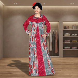 Robe Kaftan Longue Imprimée Florale de Haute Qualité pour Femme, Manches Courtes, Grande Taille, Respirante, Décontractée, Tenue Traditionnelle Musulmane - Product Image 2