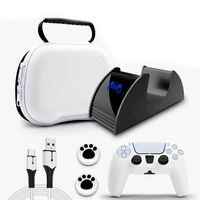 Pour les accessoires de contrôleur PS5 6 en 1 ensemble pour contrôleur P5 câble de données de Charge unique Silicone pouce Joystick poignées capuchon