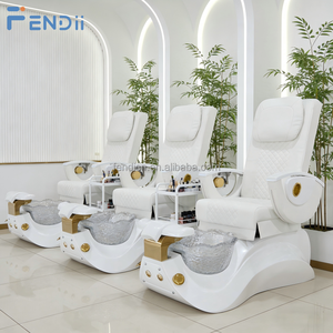 Fauteuil de Massage Pédicure Spa Moderne Blanc Doré pour Hommes pour Salon d'Onglerie - Product Image 1