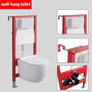 Cuvette de toilettes suspendue avec réservoir encastré transfrontalier en HDPE et céramique, et chasse d'eau manuelle - Product Image 5