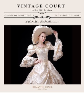 QQW384 Disfraces Beige Ropa de corte de estilo europeo Elegante Retro Lady Party Dress Group Party Show Catwalk Women Theatre Costume - Product Image 5