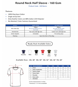 Camiseta de Cuello Redondo y Media Manga, 160 GSM, Alta Calidad, Suave, Cómoda, Ligera, Transpirable, Ropa Casual, Perfecta para Hombres y Mujeres - Product Image 4